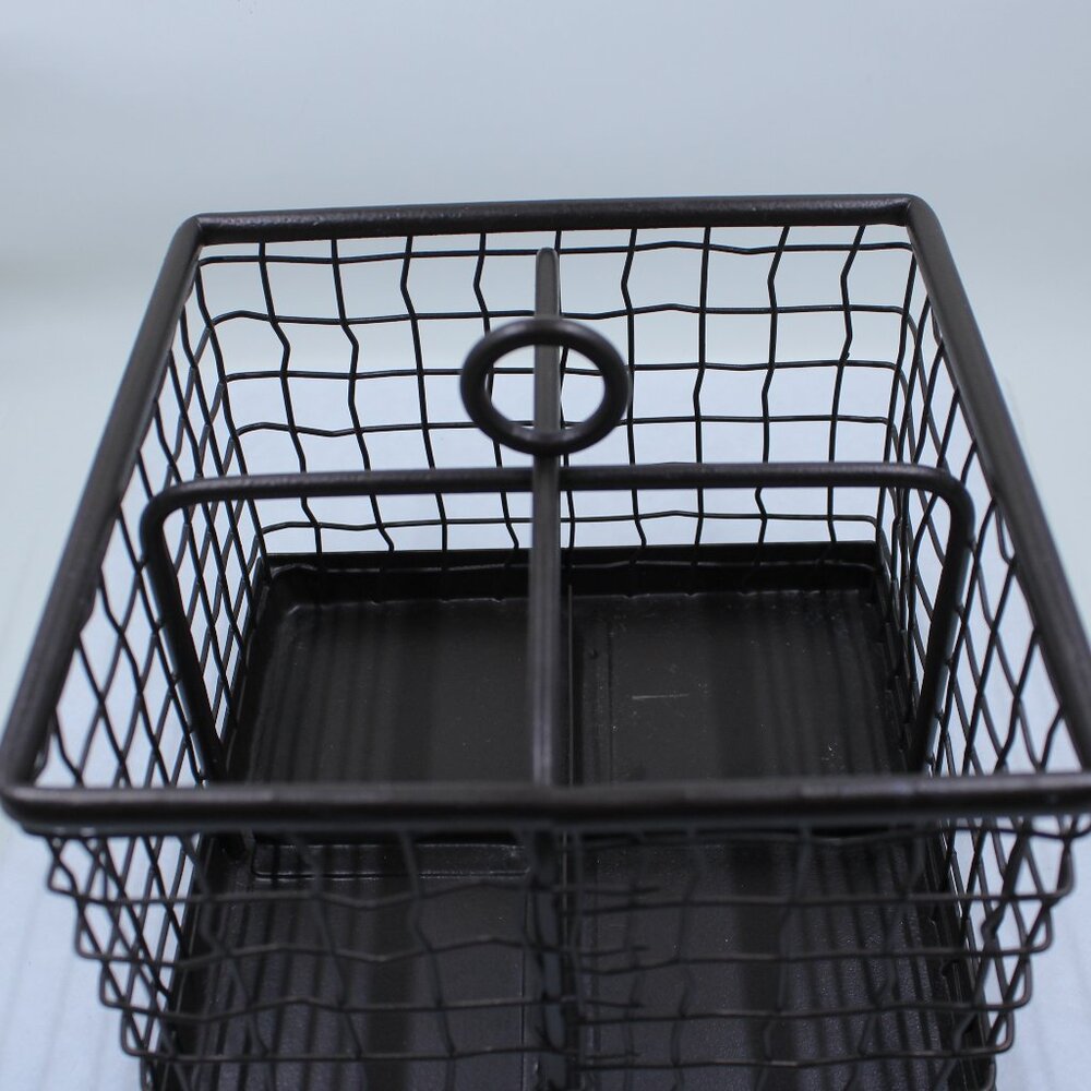 Brown Metal Wire 4 Compartment Utensil Craft Holder